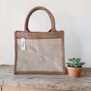 Jute-Geschenktasche "Herz"