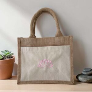 Jute-Geschenktasche "Lotusblüte"